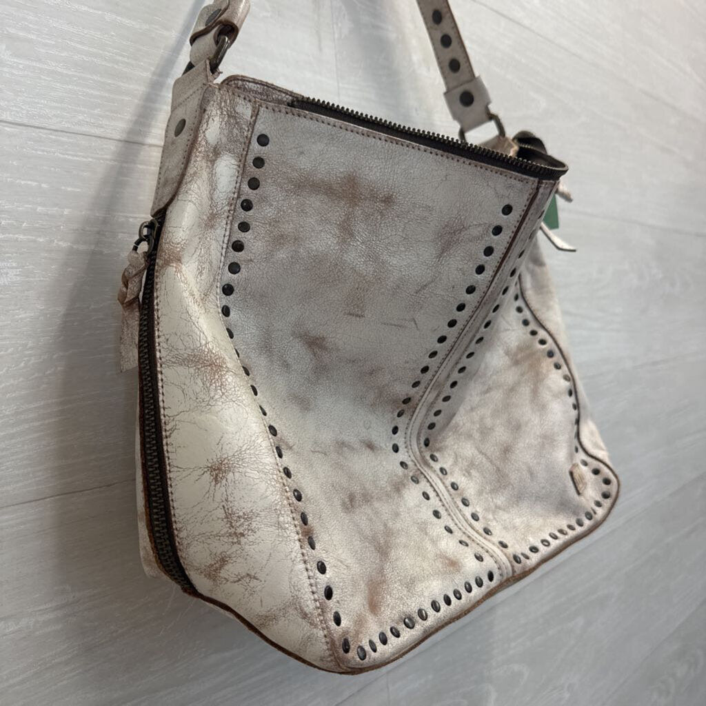 Bed Stu Cream/ Brown Leather Packet LTC Shoulder Tote Purse