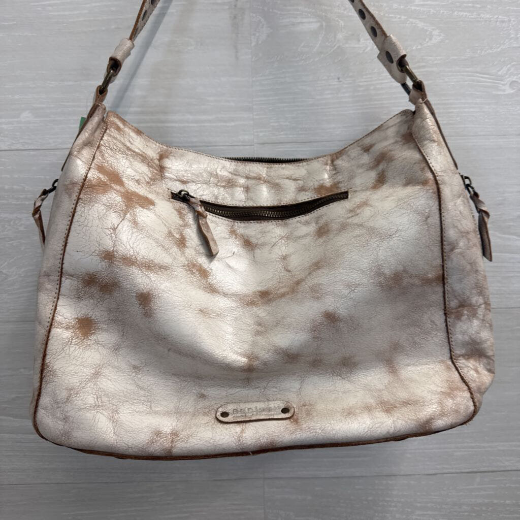 Bed Stu Cream/ Brown Leather Packet LTC Shoulder Tote Purse