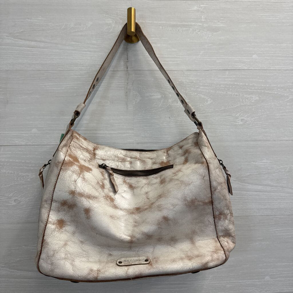 Bed Stu Cream/ Brown Leather Packet LTC Shoulder Tote Purse