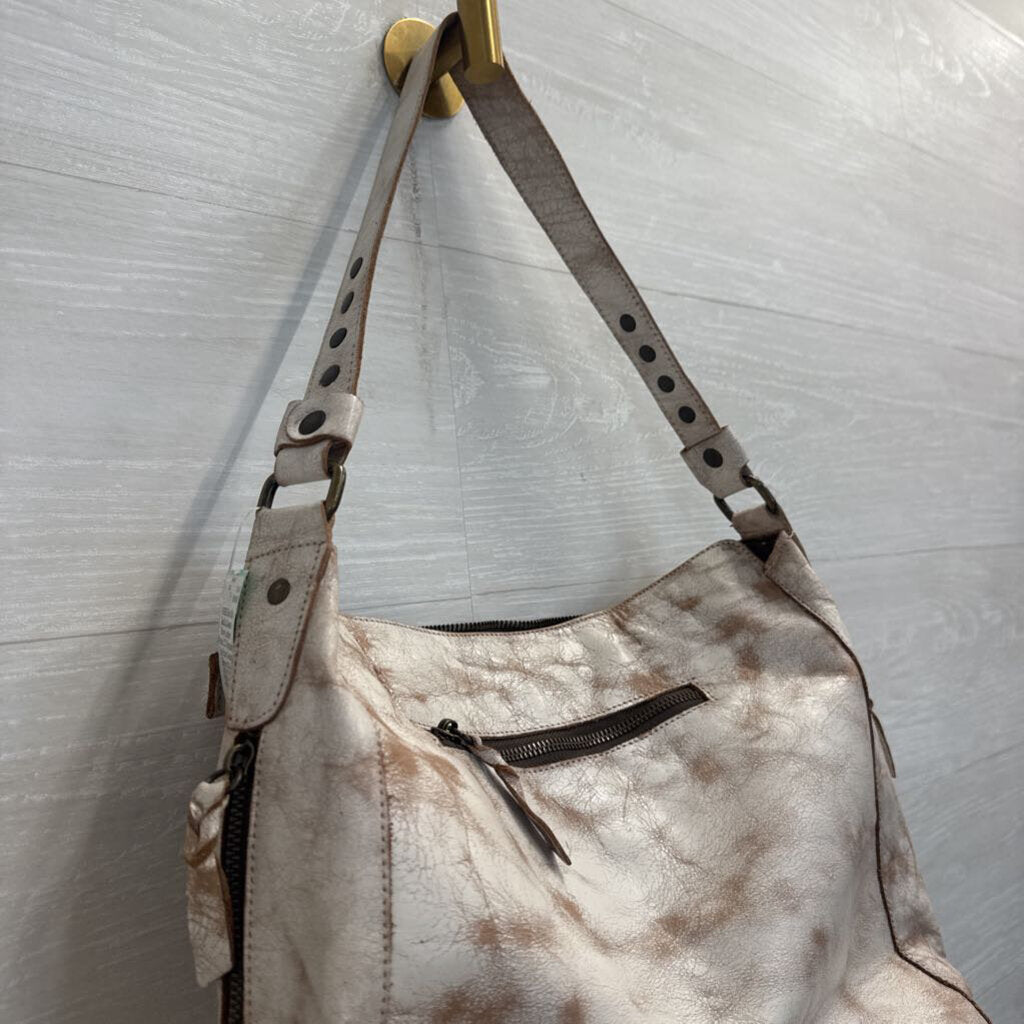 Bed Stu Cream/ Brown Leather Packet LTC Shoulder Tote Purse