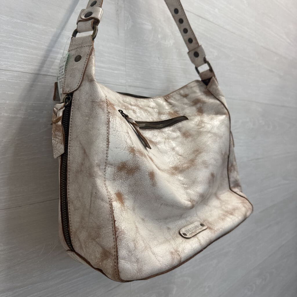 Bed Stu Cream/ Brown Leather Packet LTC Shoulder Tote Purse