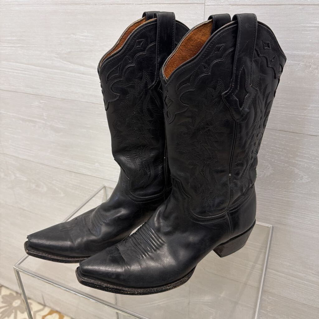 Resistol Ranch Black Leather Western Boots 9