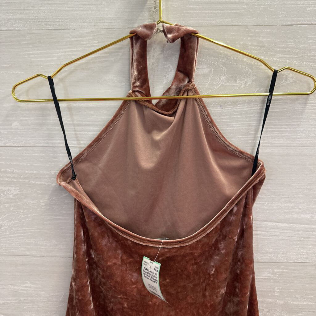 Mauve Pink Velvet High Neck Bodysuit Medium