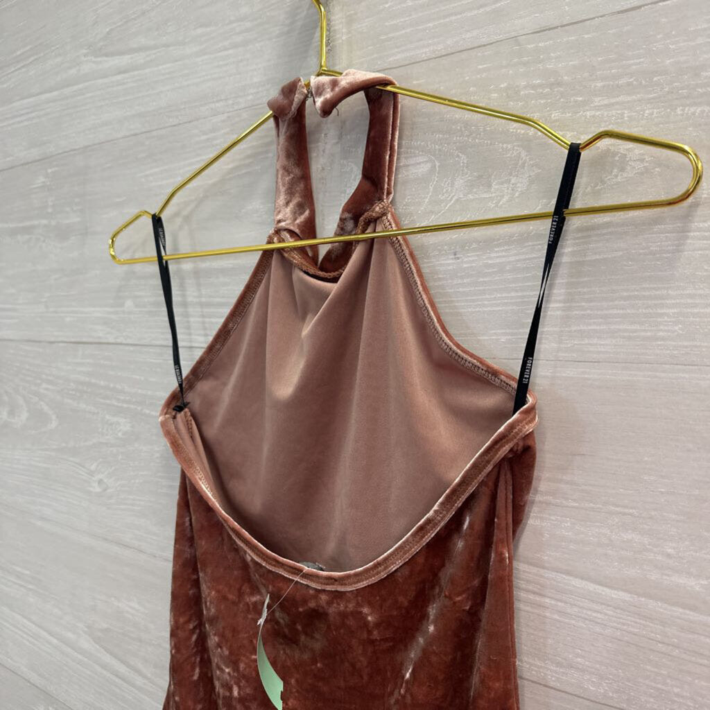 Mauve Pink Velvet High Neck Bodysuit Medium