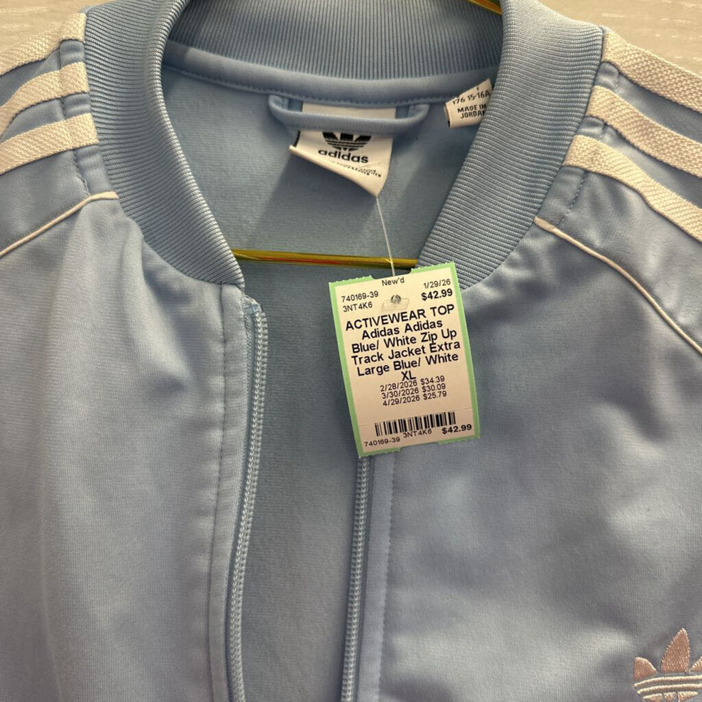 Adidas Blue/ White Zip Up Track Jacket Extra Large