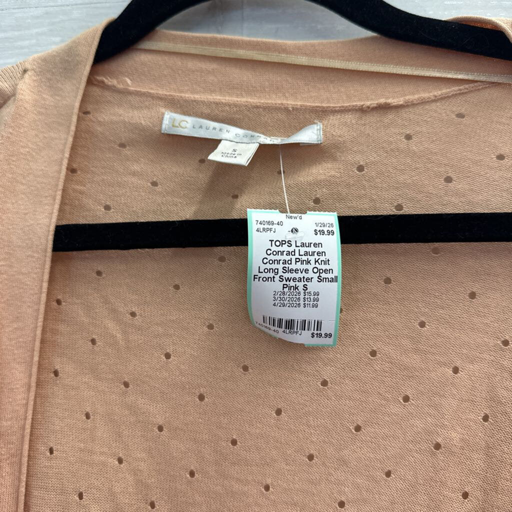 Lauren Conrad Pink Knit Long Sleeve Open Front Sweater Small