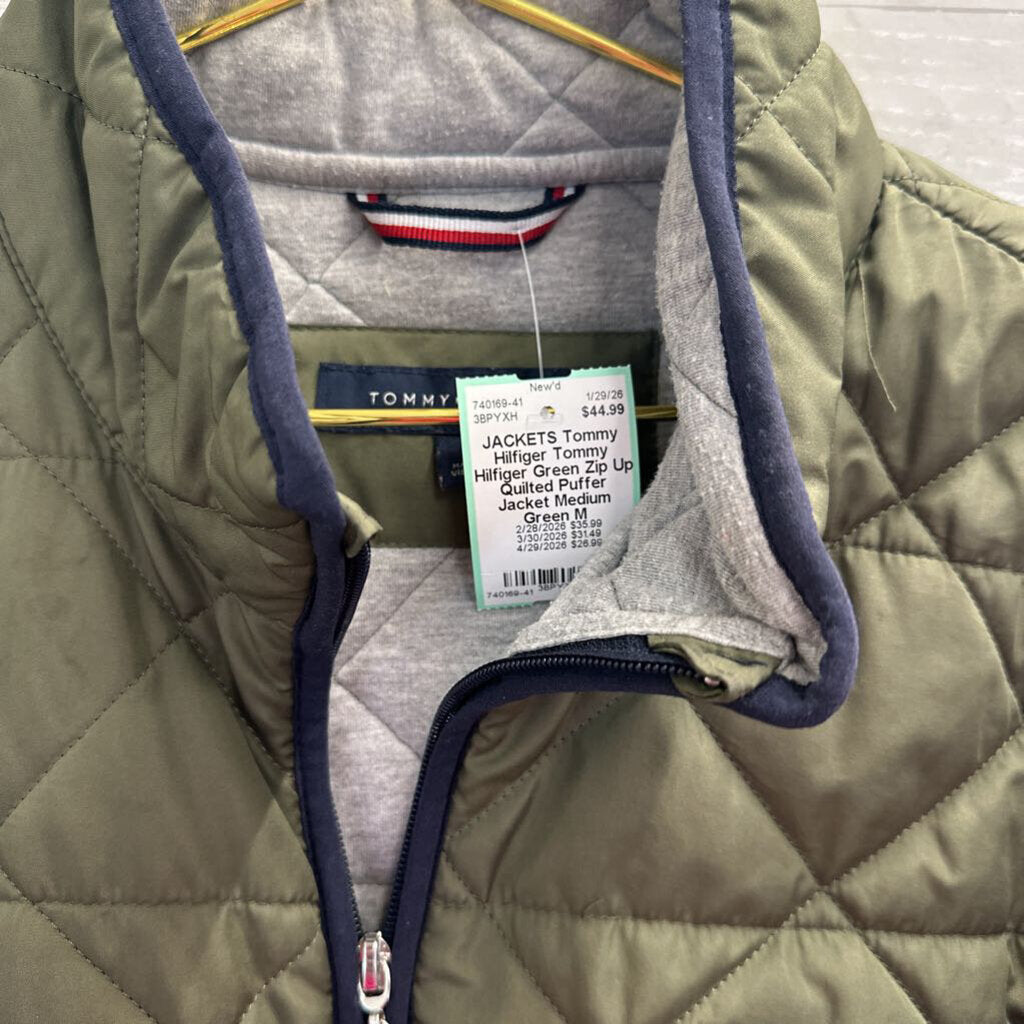 Tommy Hilfiger Green Zip Up Quilted Puffer Jacket Medium