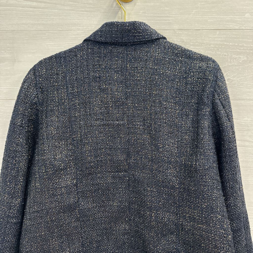 Chicos Navy/ Gold Shimmer Tweed Jacket 16/18
