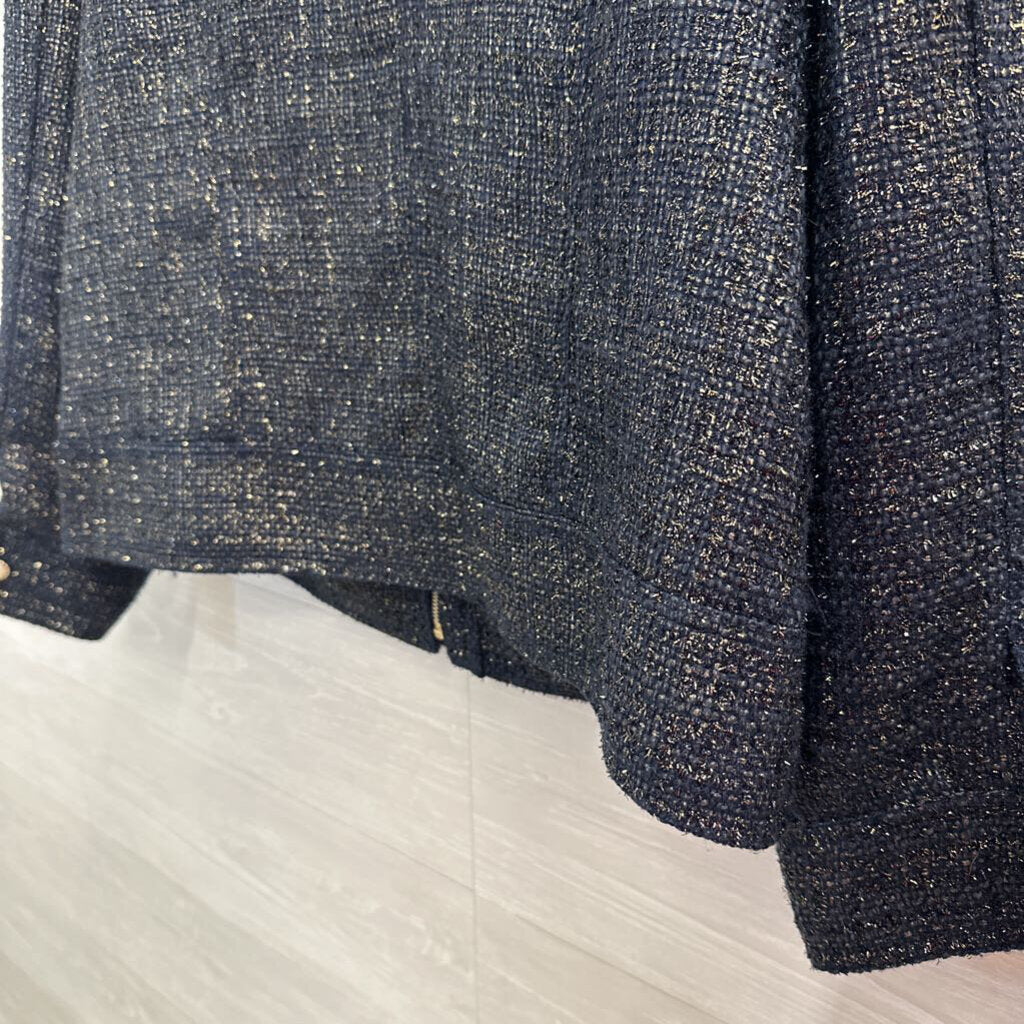 Chicos Navy/ Gold Shimmer Tweed Jacket 16/18