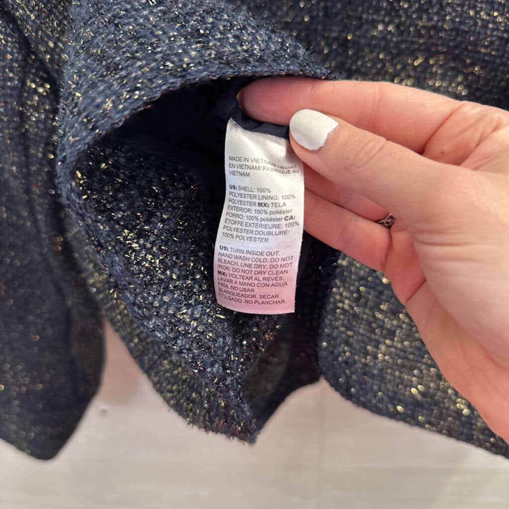 Chicos Navy/ Gold Shimmer Tweed Jacket 16/18