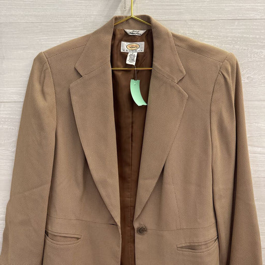 Talbots Brown Chevron Print Blazer Jacket 6 Petite