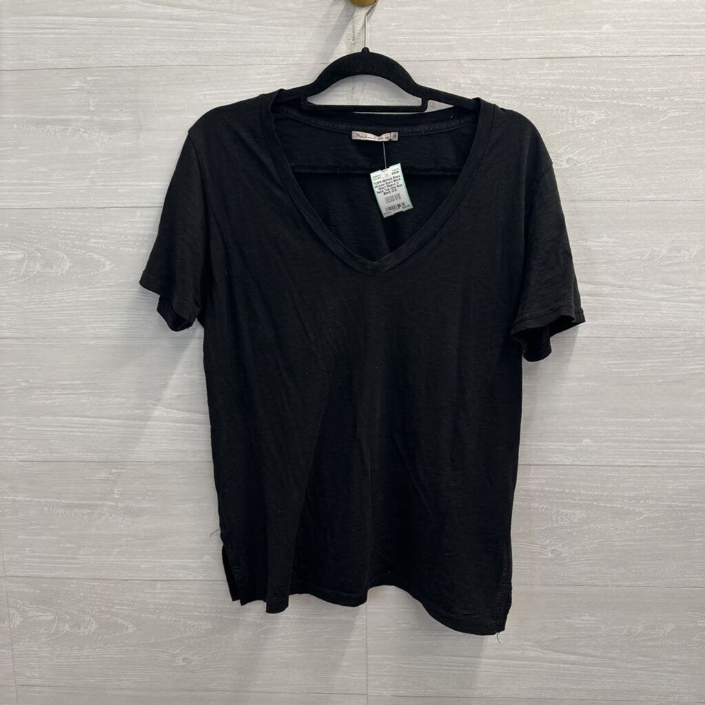 Michael Stars Black Short Sleeve V Neck Top One Size
