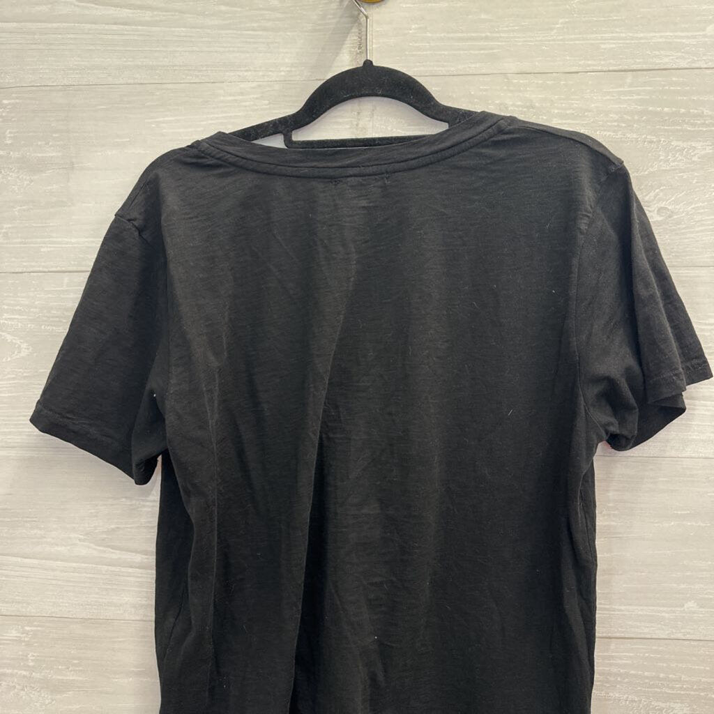 Michael Stars Black Short Sleeve V Neck Top One Size