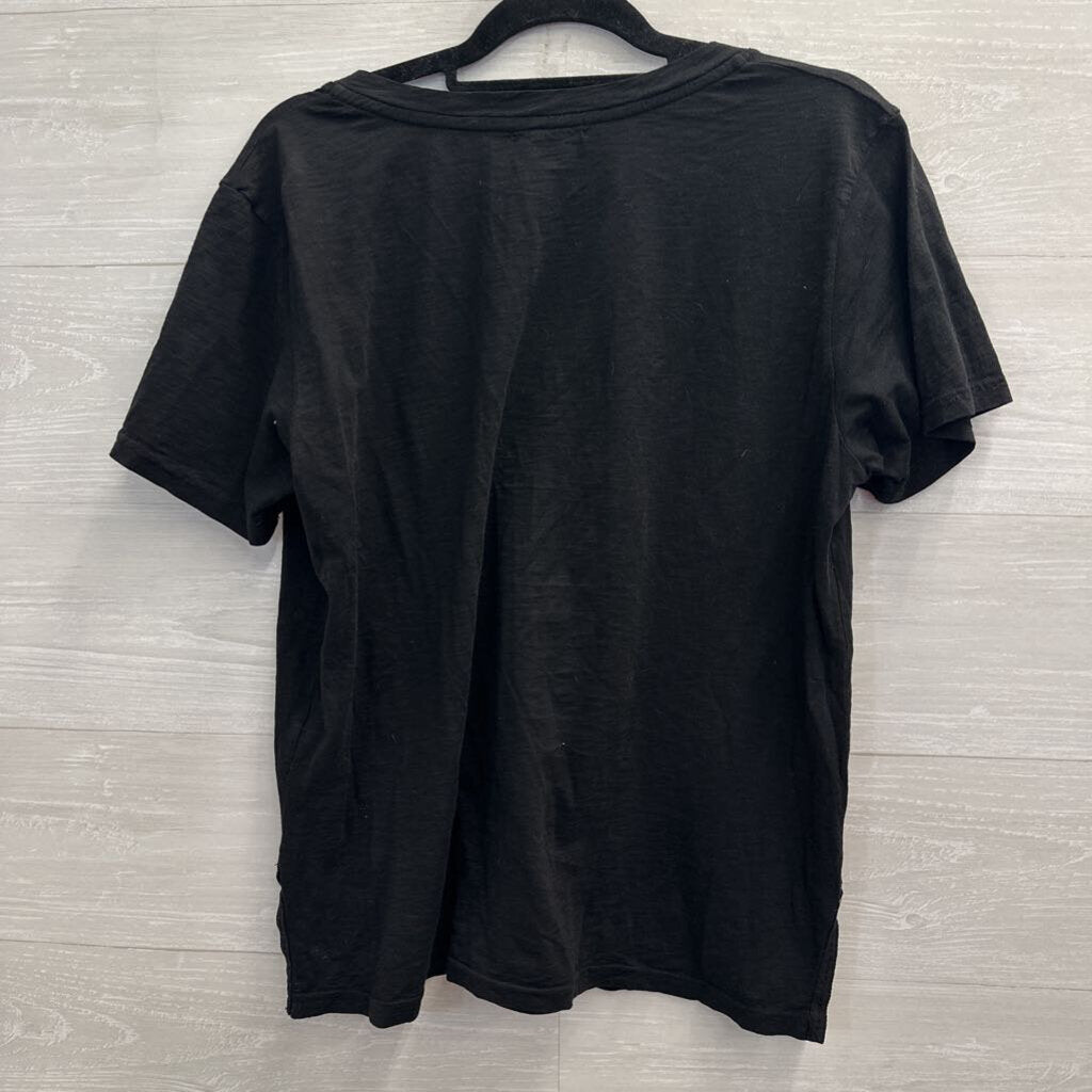 Michael Stars Black Short Sleeve V Neck Top One Size