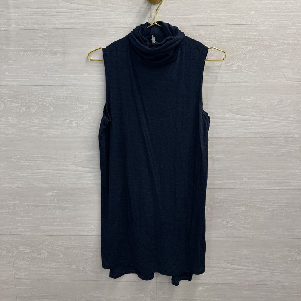 AG Navy Turtleneck Sleeveless Top Medium