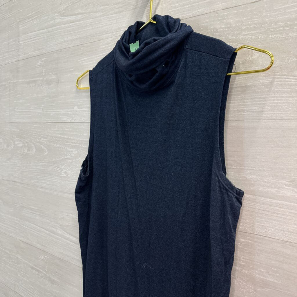 AG Navy Turtleneck Sleeveless Top Medium