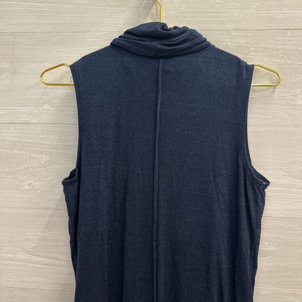 AG Navy Turtleneck Sleeveless Top Medium