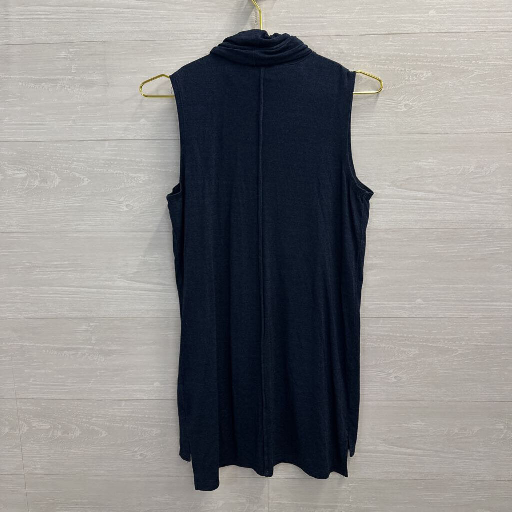 AG Navy Turtleneck Sleeveless Top Medium