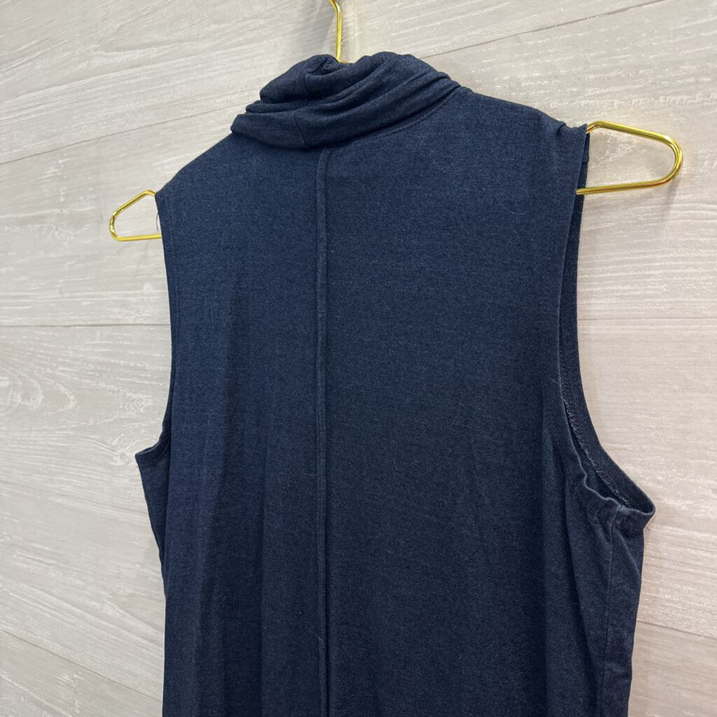 AG Navy Turtleneck Sleeveless Top Medium