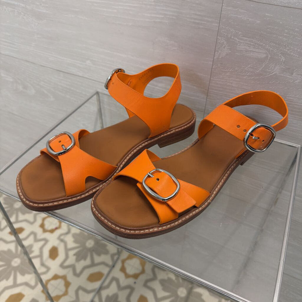 Everlane Brown/ Orange Leather The Twin Buckle Sandals 9