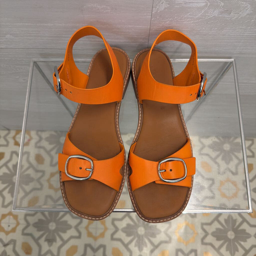 Everlane Brown/ Orange Leather The Twin Buckle Sandals 9