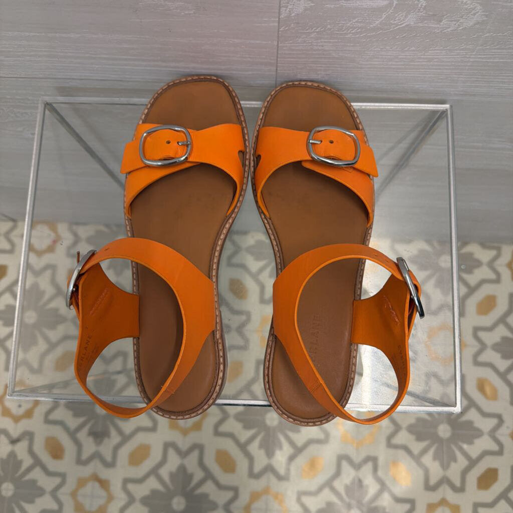 Everlane Brown/ Orange Leather The Twin Buckle Sandals 9