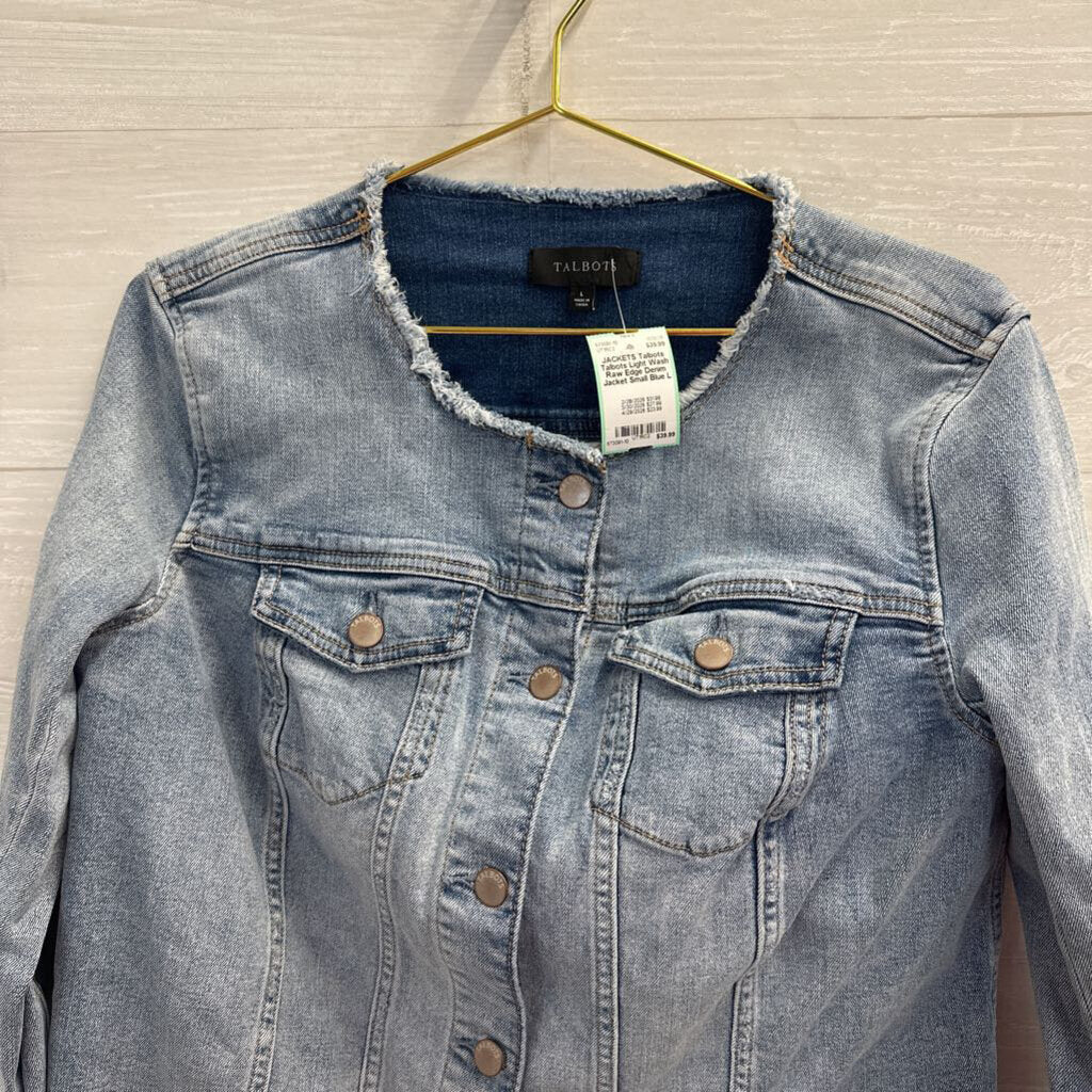 Talbots Light Wash Raw Edge Denim Jacket Small