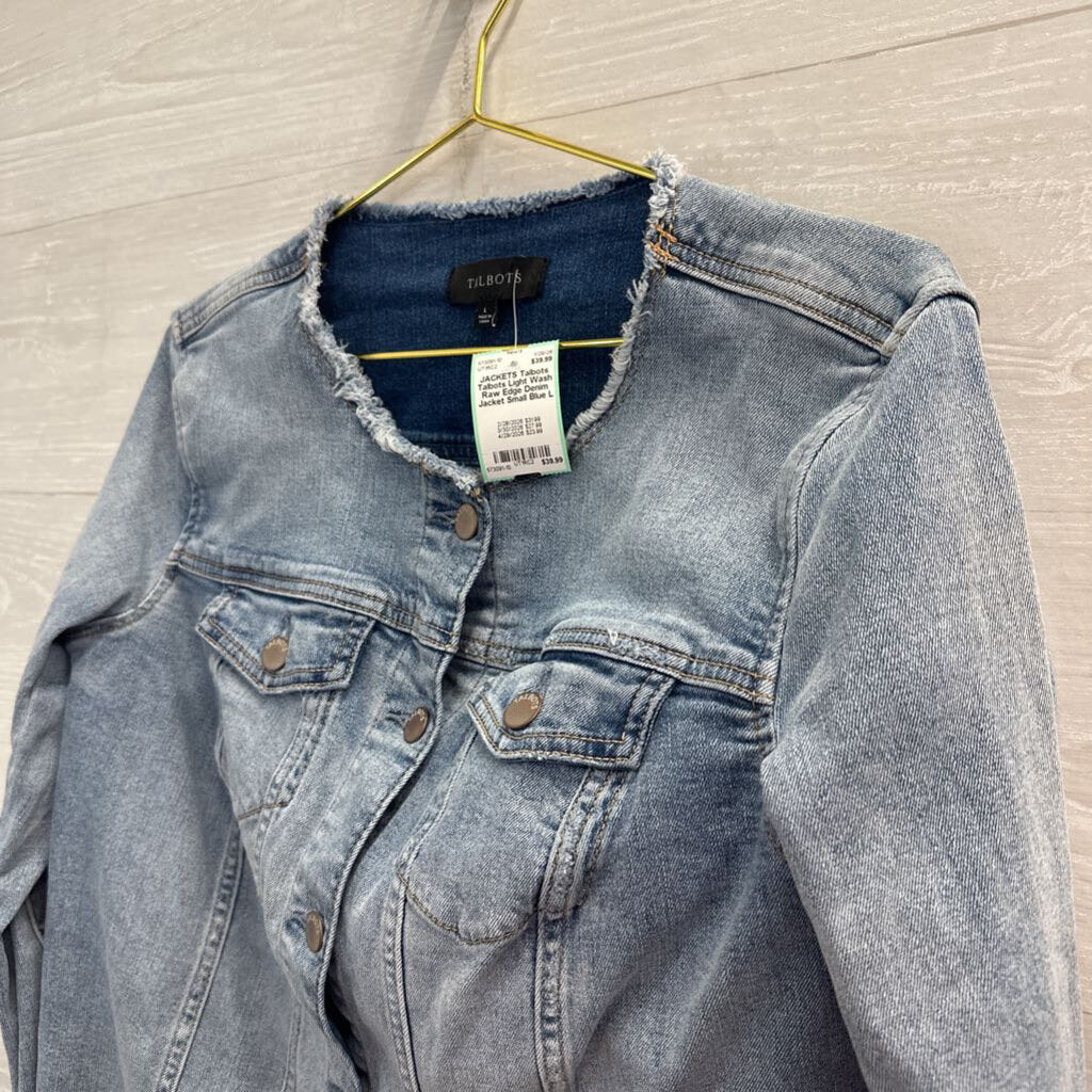 Talbots Light Wash Raw Edge Denim Jacket Small