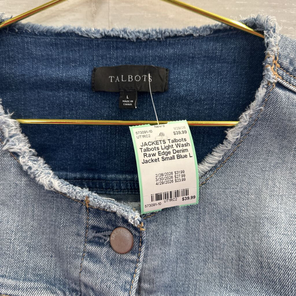 Talbots Light Wash Raw Edge Denim Jacket Small