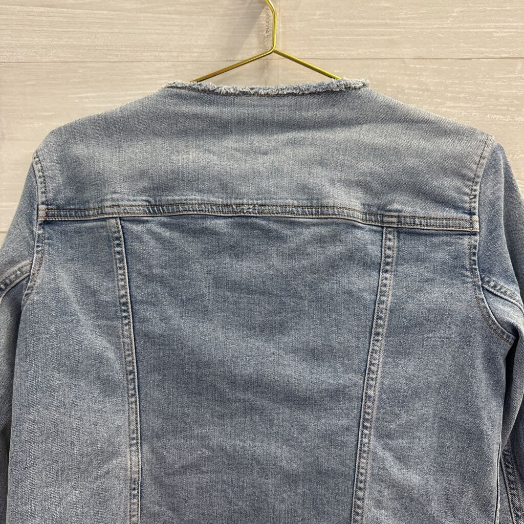Talbots Light Wash Raw Edge Denim Jacket Small