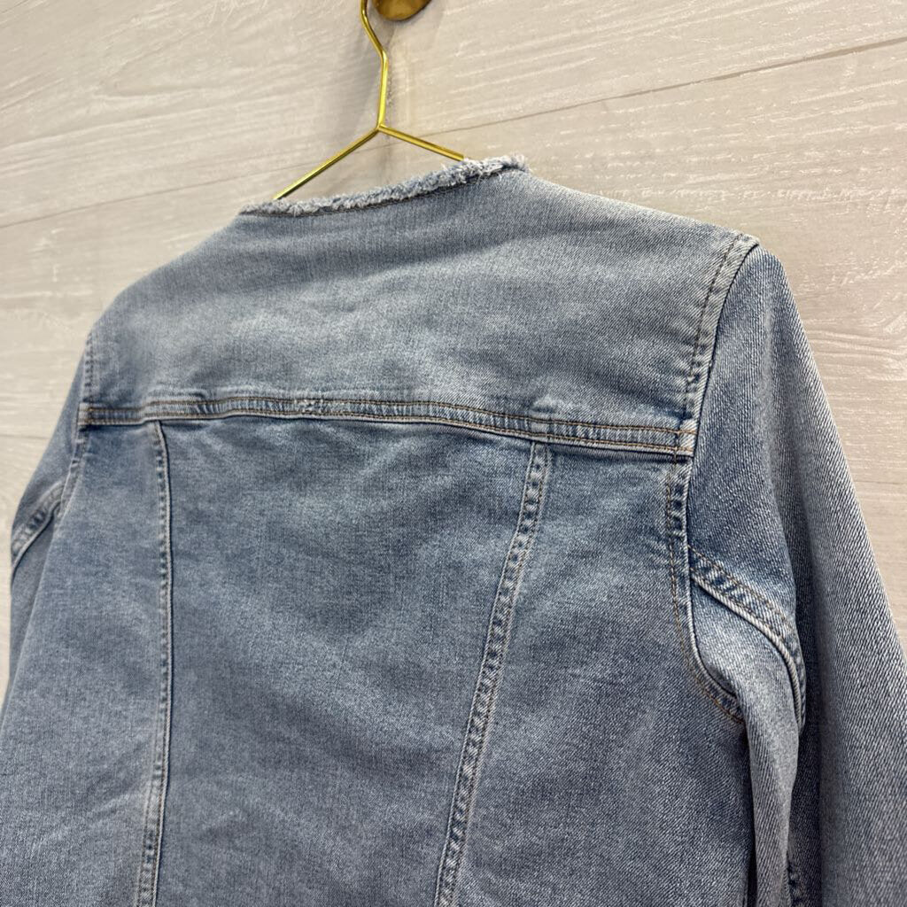 Talbots Light Wash Raw Edge Denim Jacket Small