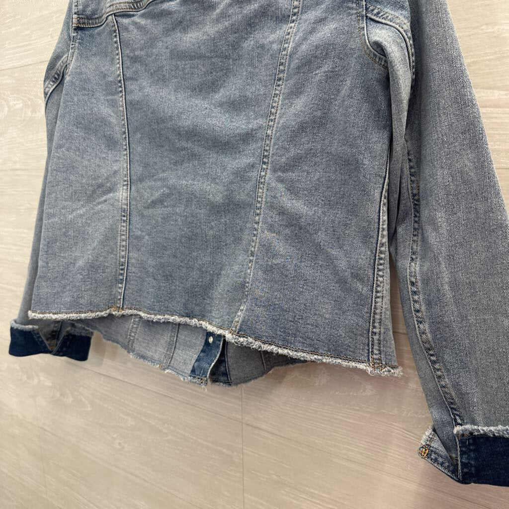 Talbots Light Wash Raw Edge Denim Jacket Small