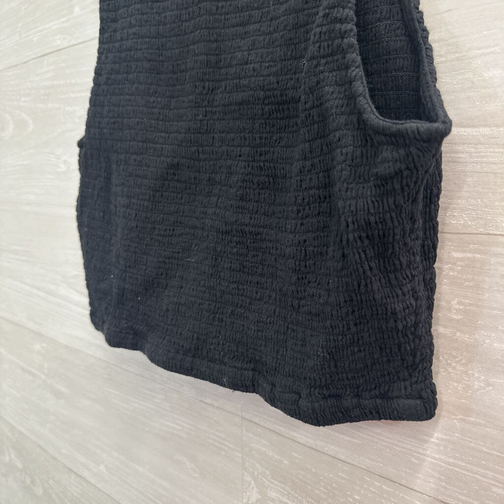 DKNY Black Smocked Cropped Tank Top Large