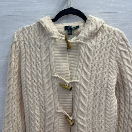 Ralph Lauren Cream Cable Knit Toggle Closure Cardigan Sweater Large