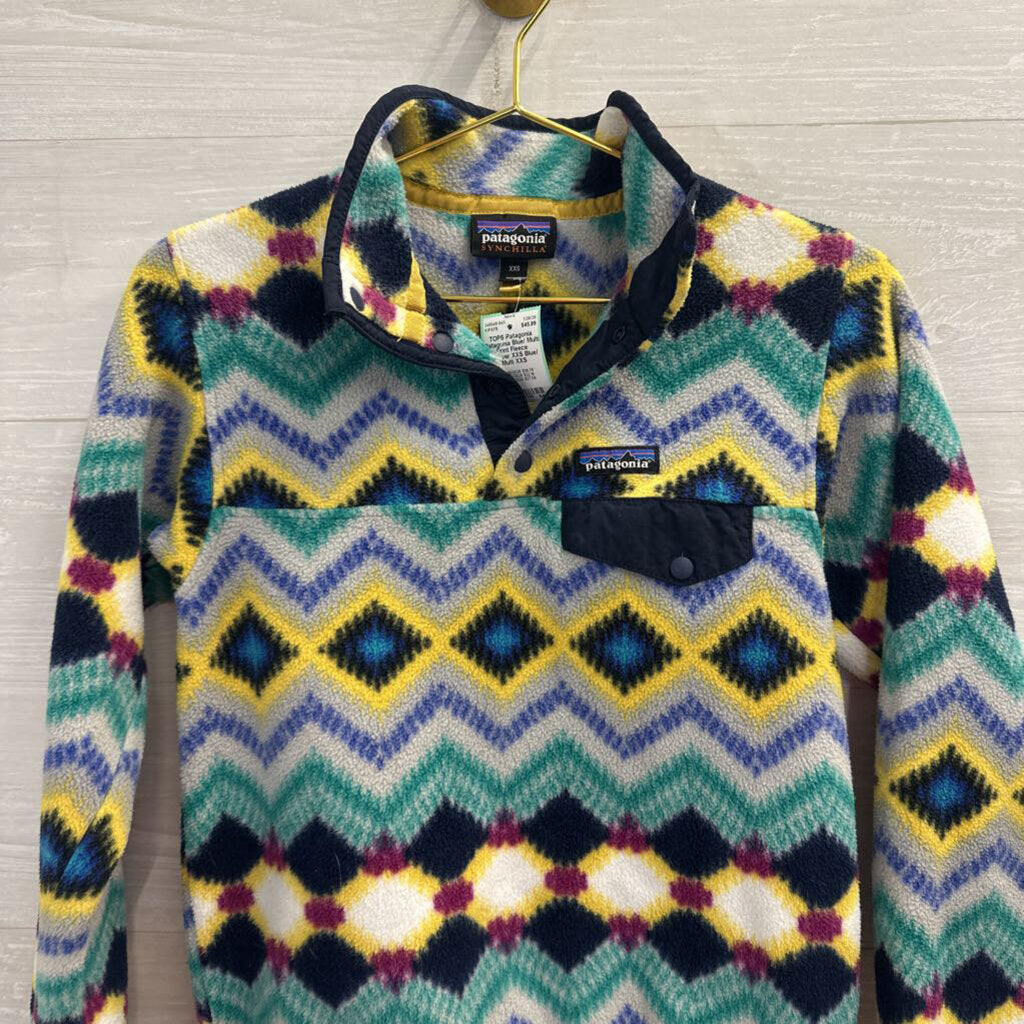 Patagonia Blue/ Multi Print Fleece Pullover XXS