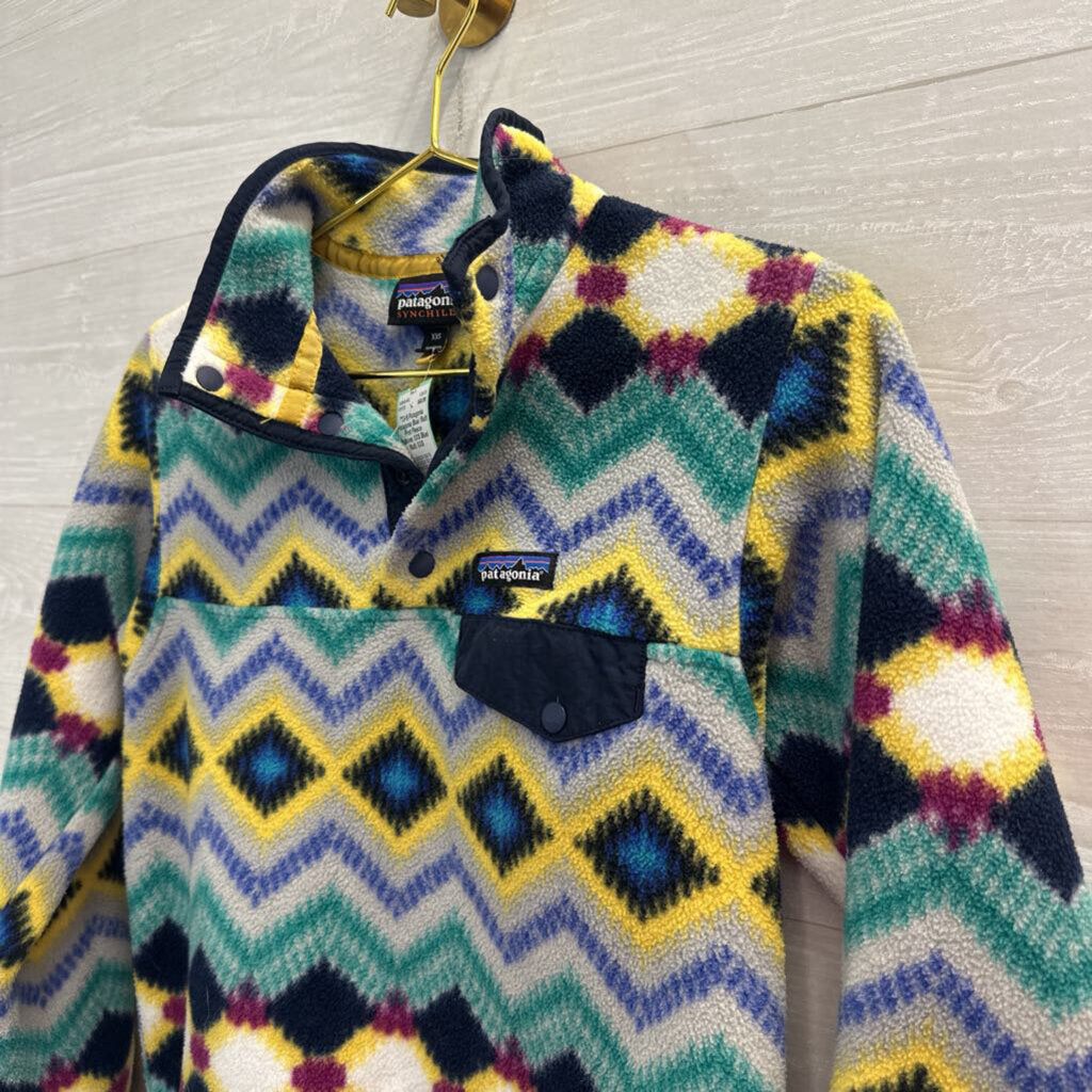 Patagonia Blue/ Multi Print Fleece Pullover XXS