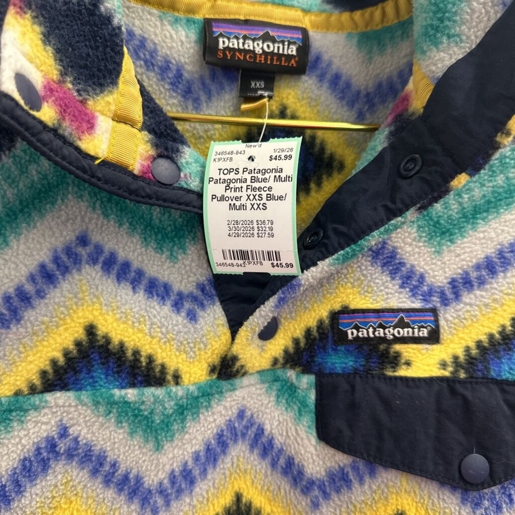 Patagonia Blue/ Multi Print Fleece Pullover XXS