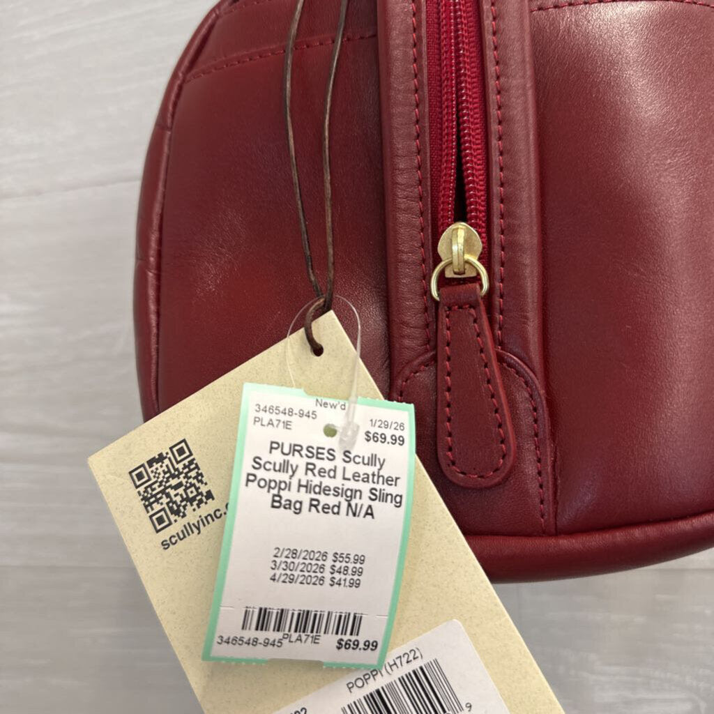 Scully Red Leather Poppi Hidesign Sling Bag