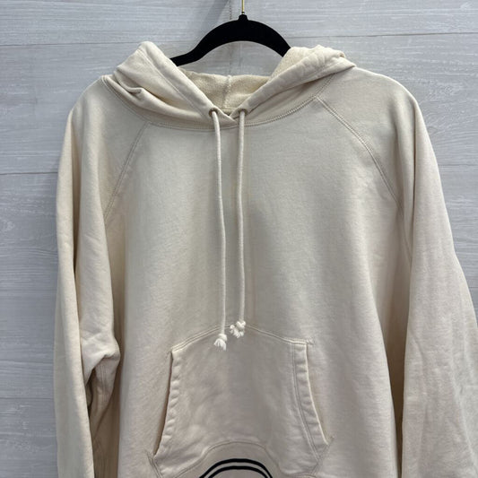 J Crew Beige/ Black Trim Strip Hooded Pullover 2X