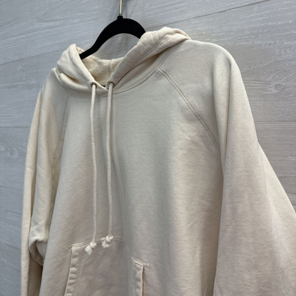 J Crew Beige/ Black Trim Strip Hooded Pullover 2X
