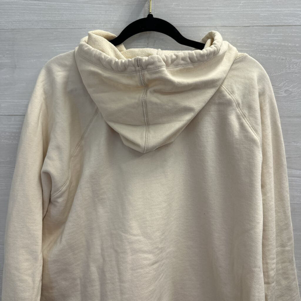 J Crew Beige/ Black Trim Strip Hooded Pullover 2X