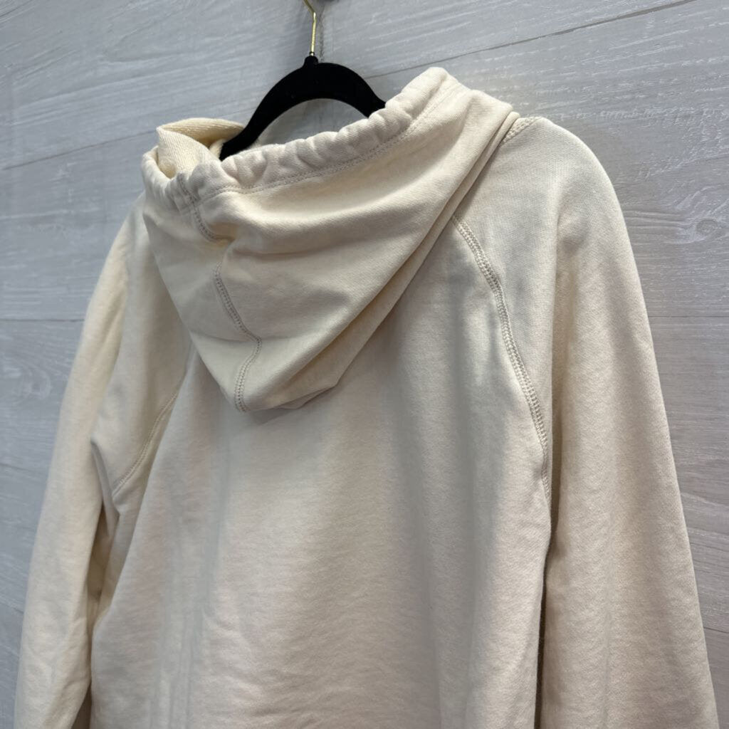 J Crew Beige/ Black Trim Strip Hooded Pullover 2X