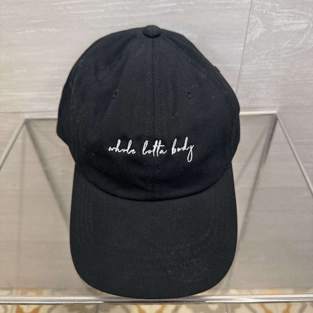 Black/ White Embroidered 'Whole Lotta Body' Baseball Hat One Size