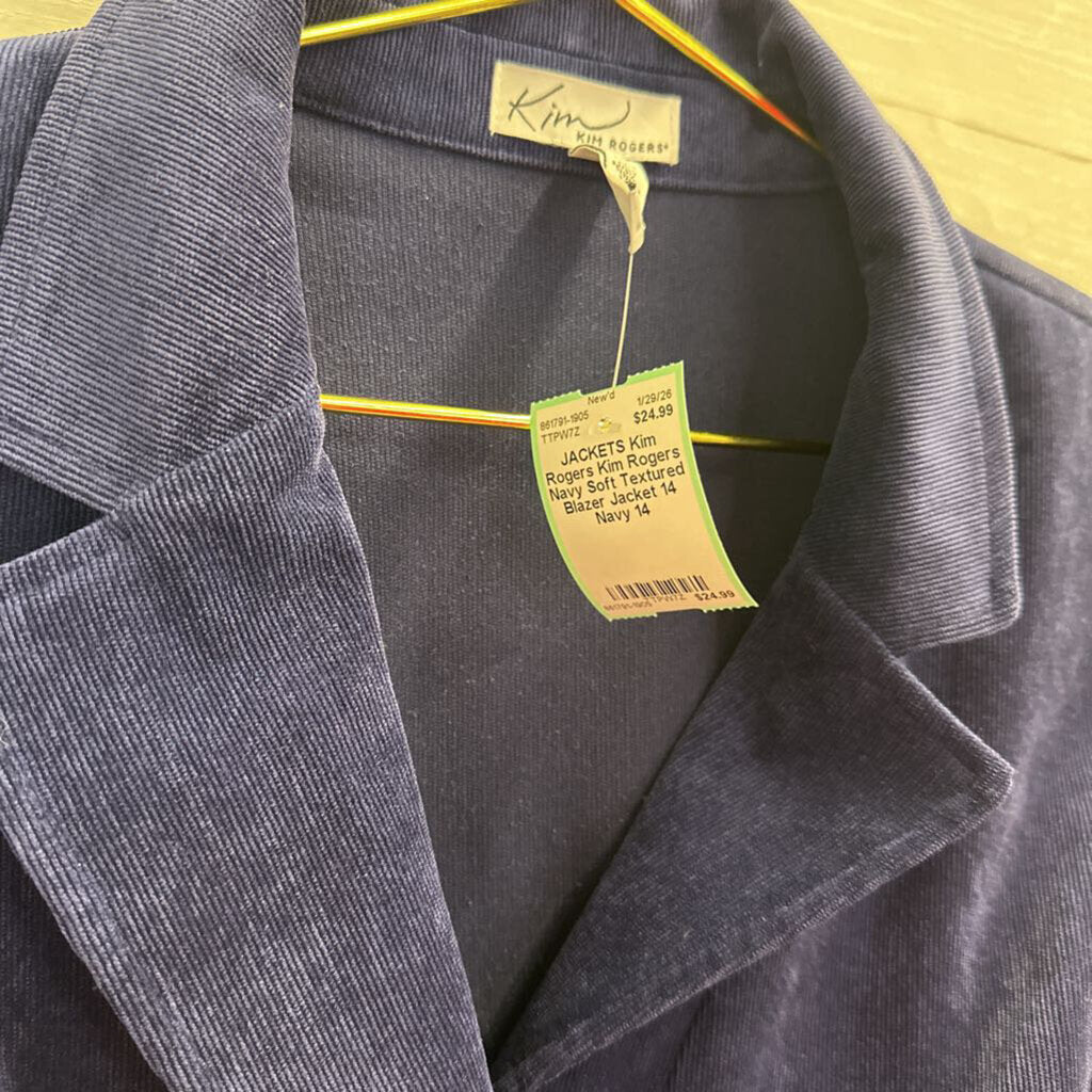 Kim Rogers Navy Soft Textured Blazer Jacket 14