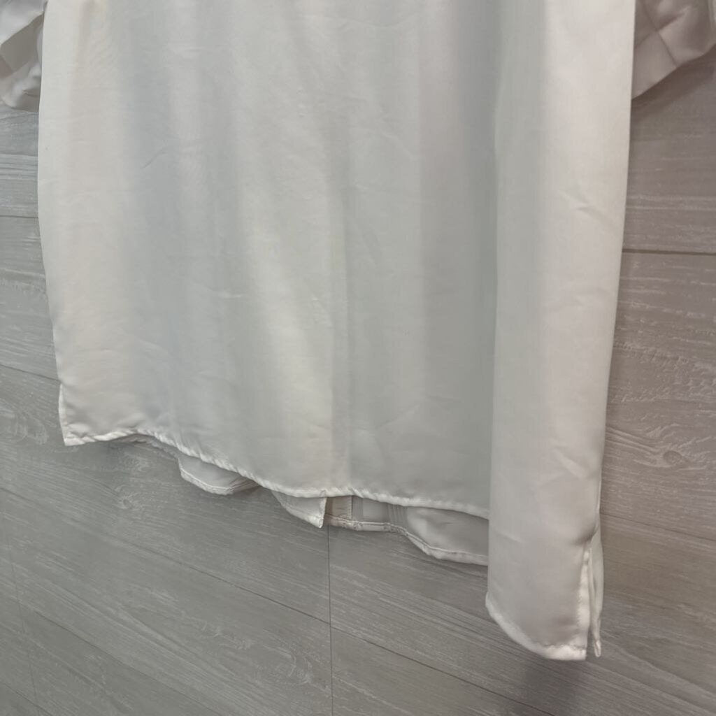 Vintage Fashion Attitudes White Pleated Detail Short Sleeve Button Down Top 18