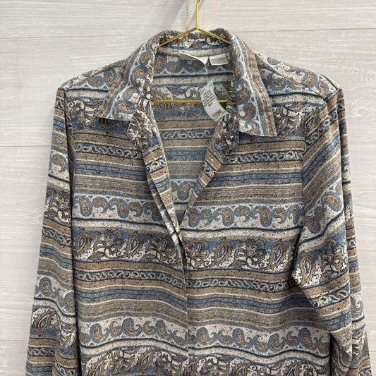 Vintage Koret Brown/ Blue Print Long Sleeve Button Down Top 14