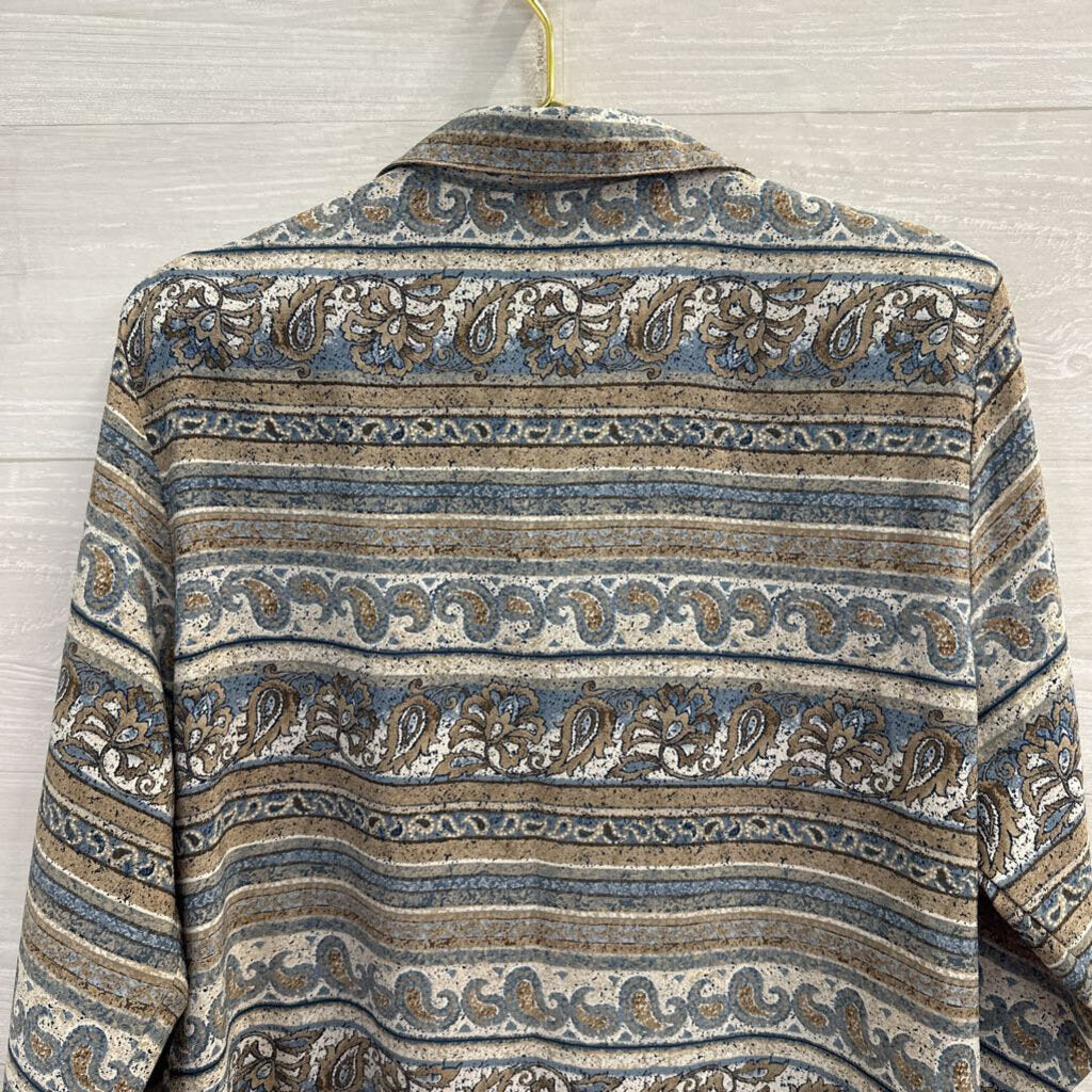 Vintage Koret Brown/ Blue Print Long Sleeve Button Down Top 14