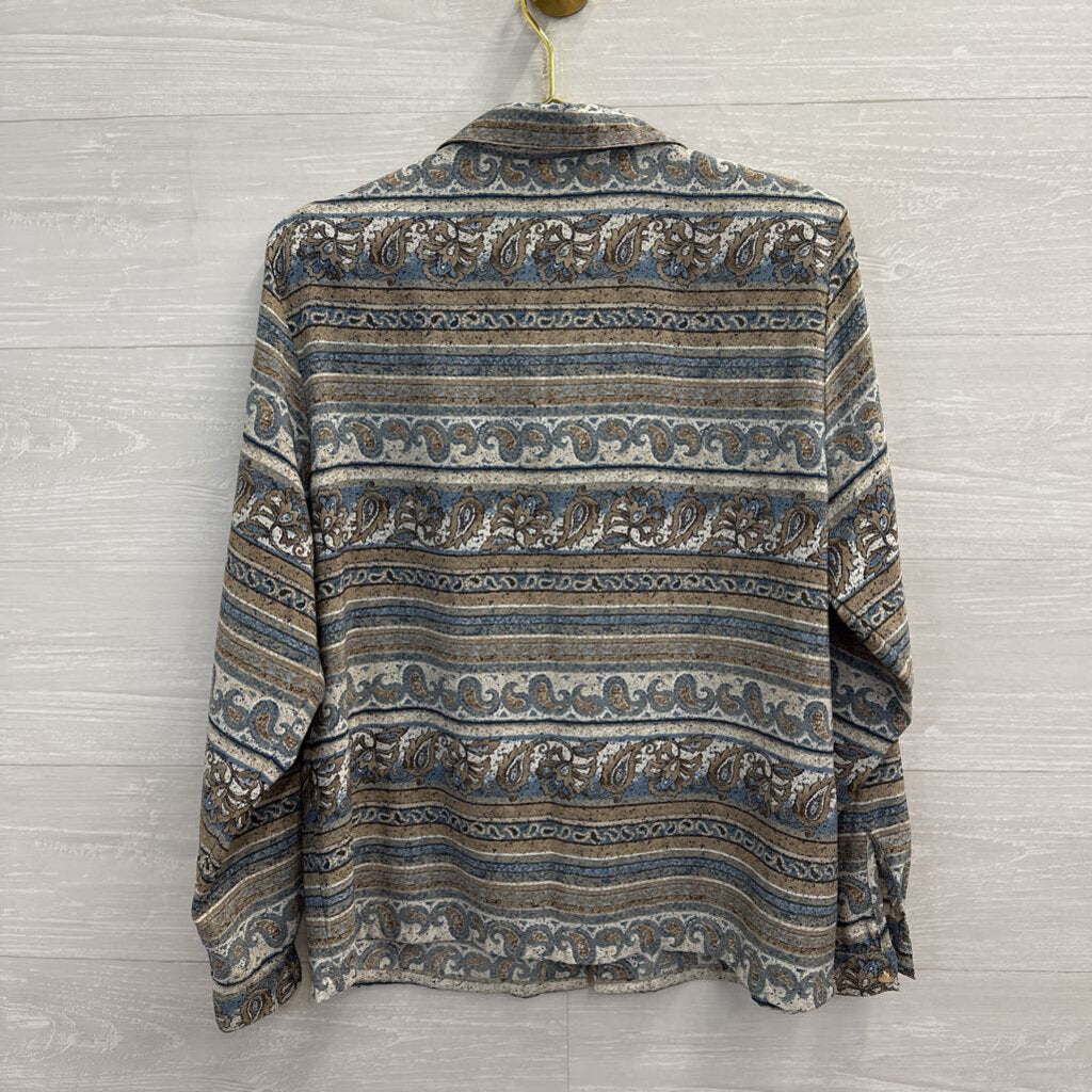 Vintage Koret Brown/ Blue Print Long Sleeve Button Down Top 14