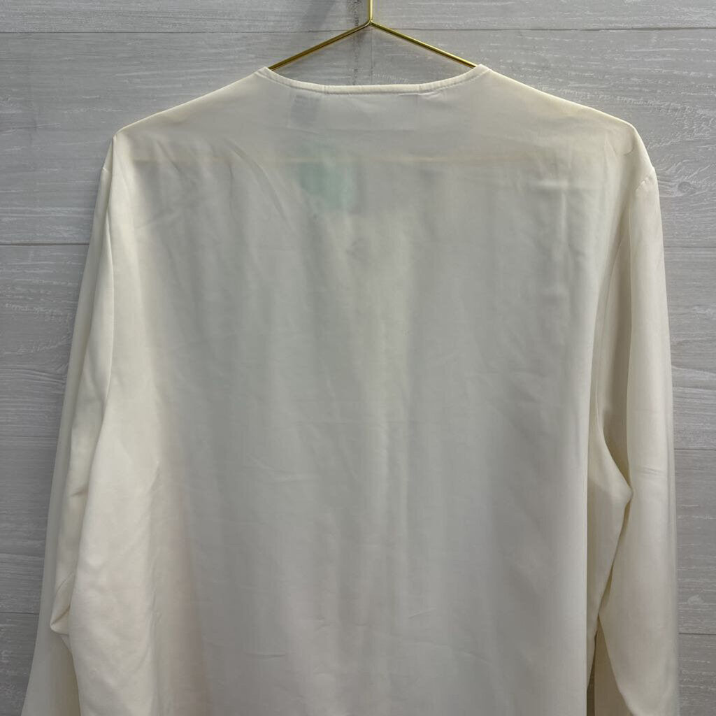 Vintage Claudia Richard White Embroidered Lace Long Sleeve Button Front Top 18