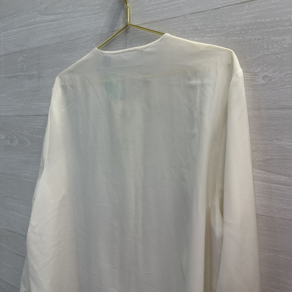 Vintage Claudia Richard White Embroidered Lace Long Sleeve Button Front Top 18